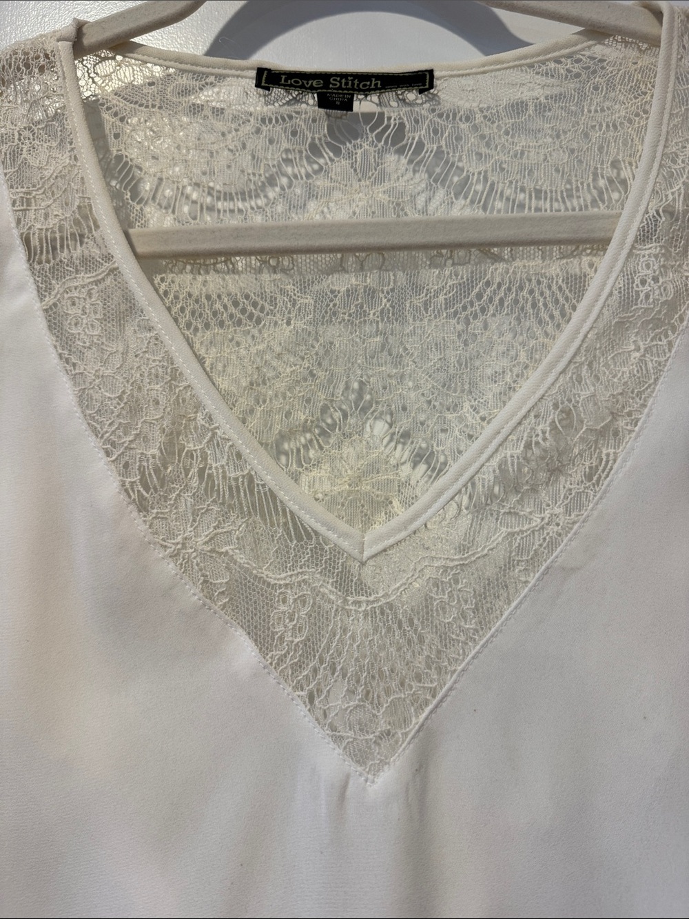 Love Stitch Ivory Lace-Trim V-Neck Camisole - Picture 3 of 5